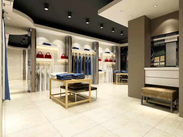 Concept de design interior al magazinului de îmbrăcăminte